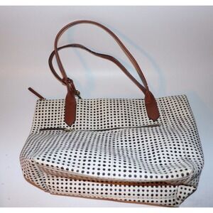 FOSSIL FIONA SIGNATURE Polka Dot LEATHER Shopper Tote Bag